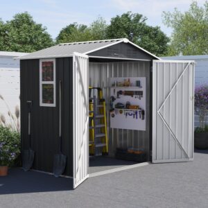 5.6 x 3.9 ft Outdoor Shed Building with Lockable Doors & Window Sloped Roof Workshop for Backyard