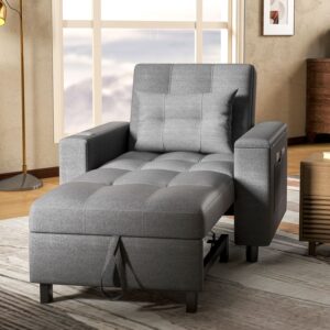 75" 3-in-1 Convertible Single Sofa Bed with Wireless and Type-C Charging