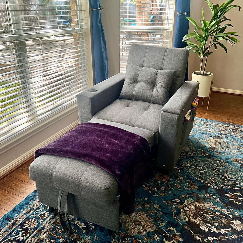 75" 3-in-1 Convertible Single Sofa Bed with Wireless and Type-C Charging - Image 13