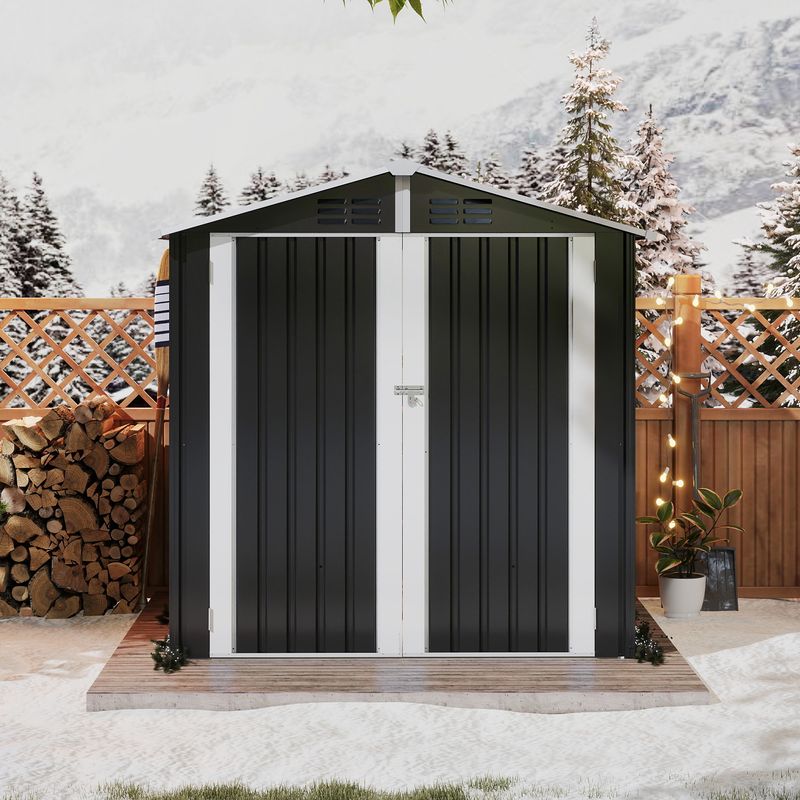 5.6 x 3.9 ft Metal Shed Storage Building for Christmas Decorations​ Storage